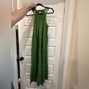 Max Studio Green Halter Maxi Dress with Pockets